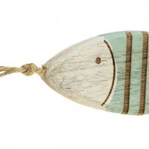 Deco fisk maritim hængedekoration træfisk blå L16cm 4stk