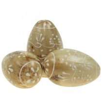 Trææg, dekorative æg, påskeæg lavet af mangotræ 8×5cm 6 stk.
