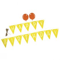 Artikel Dekorativ fødselsdagsvimpel kædeguirlande lavet af filt gul orange 300cm