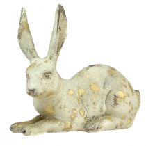 Artikel Dekorative kaniner siddende stående hvidguld H12,5x16,5cm 2 stk.