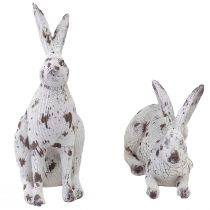 Artikel Dekorative kaniner hvid vintage trælook påske H14,5–20,5 cm 2 stk
