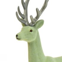 Dekorativ hjorte rensdyr julefigur grøn grå H37cm