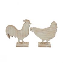 Artikel Dekorativ kylling påskedekoration træbordsdekoration 14,5 cm sæt af 2
