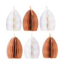 Artikel Dekorativ kylling hane honeycomb papir hvid orange 7,5×4,5×8cm 6 stk.