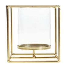Artikel Dekorativ lysestage guld metal lanterne glas 12×12×13cm