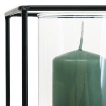 Artikel Dekorativ lysestage sort metal lanterne glas 12×12×13cm