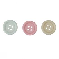 Artikel Dekorative knapper til håndarbejde Træ Ø2cm Creme Pink Hvid 210 Stk