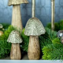 Dekorativ champignon metal træ gylden, naturbord dekoration efterår 18,5 cm