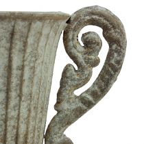 Artikel Dekorativ bæger/kalk, metal, antik brun/hvid, Ø12 cm, H26 cm, vase/krukke/blomsterdekoration