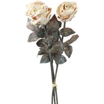 Artikel Dekorative roser Cremehvide kunstige roser Silkeblomster Antik look L65 cm Pakke med 3