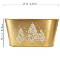 Artikel Dekorativ oval skål, juletræsformet plantekasse, guld, 24×13×12,5 cm