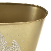 Artikel Dekorativ oval skål, juletræsformet plantekasse, guld, 24×13×12,5 cm