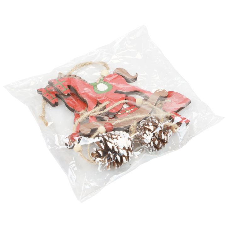 Artikel Dekorativ gyngehest Træhængende dekoration Julerød 37cm 2stk