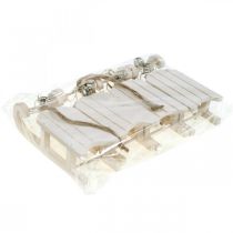 Artikel Dekorativ kane hvid sølv med klokkesnor L13cm 4 stk