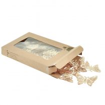 Artikel Dekorative sommerfugle metal hængende dekoration gylden 5cm 30 stk