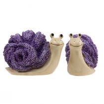 Artikel Dekorative snegle dekorative figurer lilla beige lavendel 12cm 2stk