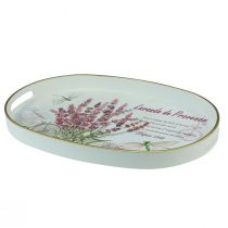 Artikel Dekorativ bakke lavendel plastbakke hvid 39×27,5cm