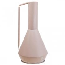 Artikel Moderne dekorativ metalvase i lyserød, 19,5 cm; dekorativ designerkande, 38,5 cm høj, til tørrede blomster