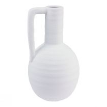 Artikel Dekorativ vase hvid blomstervase med hank keramik H26cm