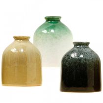 Dekorative vaser, keramiske vaser sæt runde H9,5cm Ø8cm 3stk