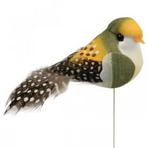 Deco fugle mini fugl på tråd fjeder dekoration 3×6cm 12stk