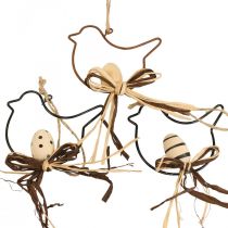 Artikel Dekorative fugle til ophæng sort/natur/rust 8,5×7,5cm 6 stk.