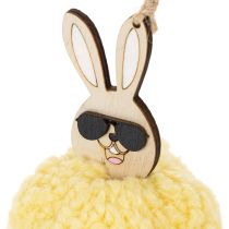 Artikel Påskeharepynt til ophæng, Fluffy Bunny, Gul, Ø7cm, 6 stk.
