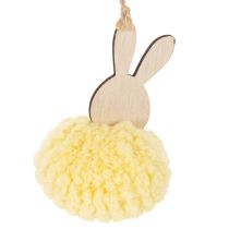 Artikel Påskeharepynt til ophæng, Fluffy Bunny, Gul, Ø7cm, 6 stk.