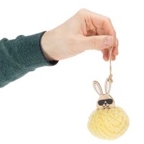 Artikel Påskeharepynt til ophæng, Fluffy Bunny, Gul, Ø7cm, 6 stk.