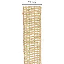 Artikel Grønt jute dekorativt bånd, naturligt, 25 mm bredt, 10 m langt