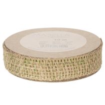 Artikel Grønt jute dekorativt bånd, naturligt, 25 mm bredt, 10 m langt