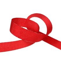 Dekorationsbånd rød med glimmer 25mm 20m
