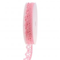 Dekorativt bånd kniplinger 22mm 20m lyserød