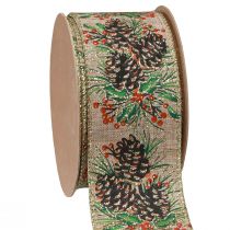 Artikel Pyntebånd julekugler bredt gavebånd natur 60mm 10m