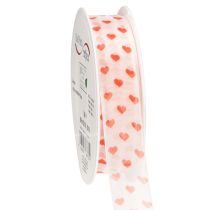 Artikel Gavebånd med hjerter, ideelt til kreative indpakningsidéer og personlige gaver, 2,5 cm bredt, 15 m langt