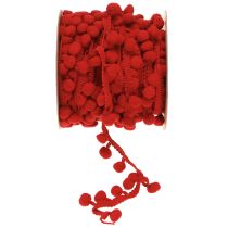 Artikel Pyntebånd med pomponer Pom Pom Bånd Rød 20mm 15m