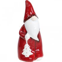 Artikel Julemandsfigur Rød, Hvid Keramik H20cm
