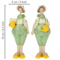 Artikel Dekorative havemandsfigurer, borddekoration, sommer, grøn/gul, 16,5 x 5,5 cm, 2 stk.