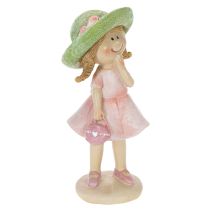 Artikel Dekorative figurer af piger med hatte, lyserøde og grønne, 6,5x5,5x14,5 cm, 2 stk.