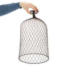 Artikel Dekorativ metalklokke, klatrehjælp, trådhætte, brun, rustfinish, H50/41cm Ø30/25cm, sæt med 2