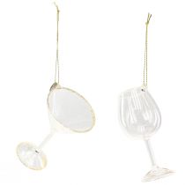 Artikel Dekorative ophængsglas klar med guld 9cm 2stk