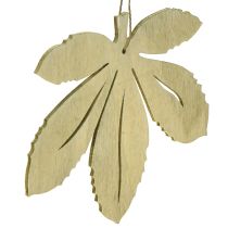 Artikel Dekorativ bøjle træ efterårsblade grøn naturbrun 12x10cm 12 stk