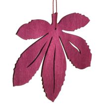 Artikel Dekorativ bøjle træ efterårsblade pink lilla grøn 12x10cm 12 stk