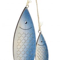 Artikel Dekorativ bøjle fisk blå hvid skæl 11,5/20 cm sæt af 2
