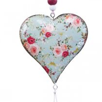 Deco bøjle hjerte deco vintage blomster vedhæng 8,5x9cm 3 stk
