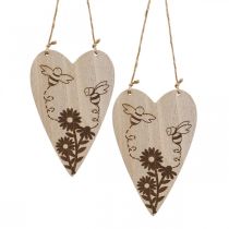 Dekorativ bøjle træ dekorative hjerter blomster bier dekoration 10x15cm 6 stk.