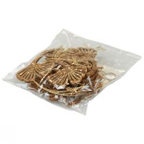 Artikel Deco bøjle træ gingko deco gingko blad guld 5x6,5cm 12 stk