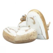 Artikel Dekorativ bøjle træ træhjerter natur hvidguld vintage 6cm 8 stk