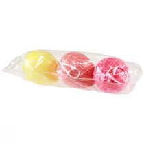 Artikel Dekorativ bøjle påskeæg gul/pink/rød craquelure Ø8,5cm 3 stk.