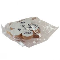 Artikel Dekorativ bøjle hjerte blomst sommerfugl hvid natur 9cm 3 stk